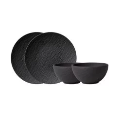 Villeroy & Boch Teller-Set, 4-teilig, Für 2 Personen Manufacture Rock In Schwarz